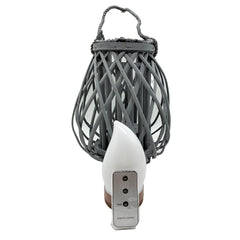 Barbara King 12 Teardrop Wicker Lantern, Remote - Grey