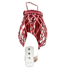 Barbara King 12 Teardrop Wicker Lantern, Remote - Brick