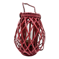 Barbara King 12 Teardrop Wicker Lantern, Remote - Brick