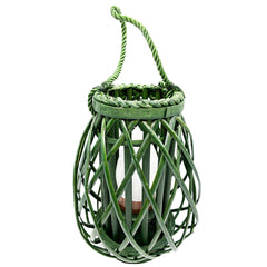 Barbara King 12 Teardrop Wicker Lantern, Remote - Black