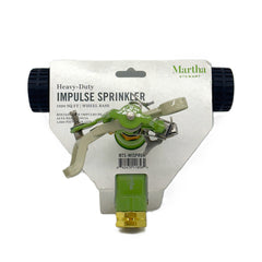 Martha Stewart Heavy-Duty Metal Impulse Sprinkler w/ Wheeled 6in Zinc Alloy Base