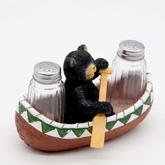 Woodland Creek Bear in Canoe Salt & Pepper Set