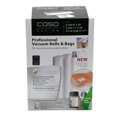 Vacuum Sealer Caso Design Vacuum Bags (4 Rolls 8 x 20 + 2 rolls 11 x 20 + 50 Pc Bags 8 x 12)