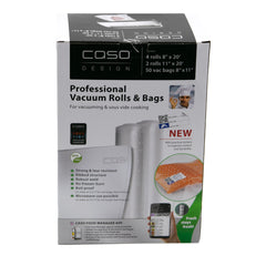 Vacuum Sealer Caso Design Vacuum Bags (4 Rolls 8 x 20 + 2 rolls 11 x 20 + 50 Pc Bags 8 x 12)
