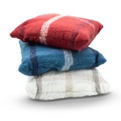 Assorted Luxe Collection Plaid Pillow 16in X 16in - 8pcs Blue Plaid UPC # 1922341150482 - 8 pcs Red Plaid UPC # 1922341150468 - 8 pcs White Plaid UPC # 1922341150475