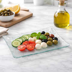 Basket Weave Design 9 Inch Glass Tray - Brown Box