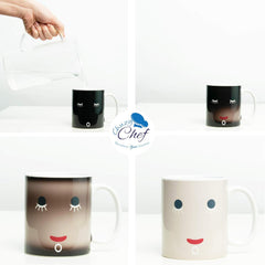 Color Changing Funny Mug Magic Coffee & Tea Heat Changing Sensitive Cup 12 oz White Face Design Drinkware Ceramic Mugs