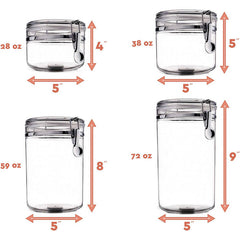 Kryllic Food Storage Jars Food Storage Canisters for Kitchen, Containers Sets, Plastic Canister Set of 4 with Airtight Lids