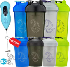 Buta Cup Protein Shaker Bottle 8 Pk- Multiple Colors - Includes 4 Large 28oz Bottles, 4 Small 20oz Bottles, 1 Electric Mixer , Damaged Box Grade B