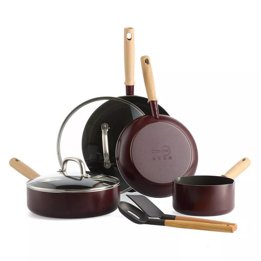 Green Pan Hudson Healthy Ceramic Nonstick, 8 Piece Cookware Set, Merlot Set