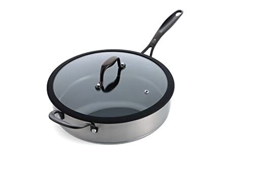 Load image into Gallery viewer, BK Ceramic Black, Ceramic Nonstick Induction 4.4QT Nonstick Saute Pan with Lid, Black - Brown Box
