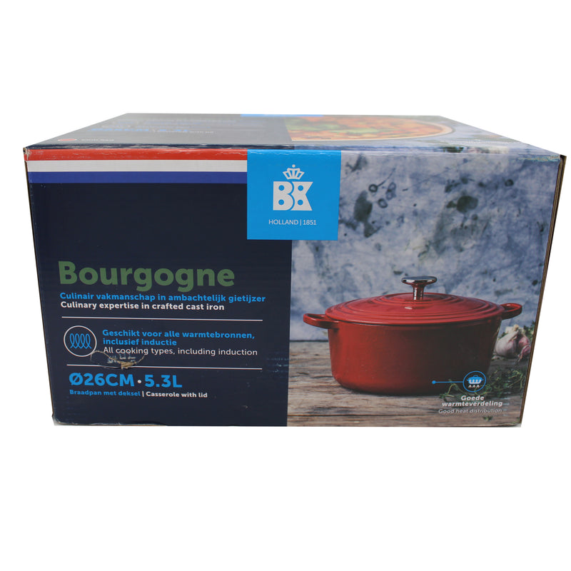 Load image into Gallery viewer, BK Bourgogne Enameled Cast Iron Induction 5.3QT Nonstick Dutch Oven, Red - Retail Packaging
