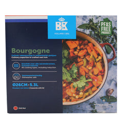 BK Bourgogne Enameled Cast Iron Induction 5.3QT Nonstick Dutch Oven, Red - Retail Packaging
