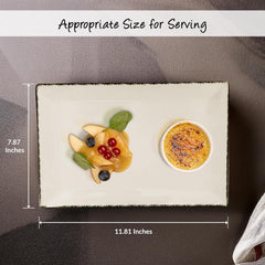 30x20cm/11.81x7.87in - Rectangular Serving Plate - SMOOTH Vanilla Nordic Stoneware Dishwasher & Microwave safe 6pc/Set