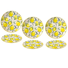 Relief - ⌀20cm/7.87in - Salad Plate  - LEMONS - RELIEF Lemon Cote Stoneware Dishwasher & Microwave safe 6pc/set