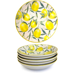 Relief - ⌀21cm/8.27in - Soup Plate - LEMONS - RELIEF Lemon Cote Stoneware Dishwasher & Microwave safe 6pc/set