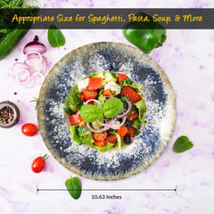 ⌀27cm/10.63in - Spaghetti Plate - READCTIVE Reactive Blue Cote Stoneware Dishwasher & Microwave safe 6pc/set