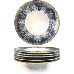 ⌀27cm/10.63in - Spaghetti Plate - READCTIVE Reactive Blue Cote Stoneware Dishwasher & Microwave safe 6pc/set