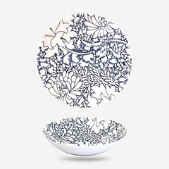 ⌀26cm/10.24in - Dinner Plate - PORCELAIN - FLOWERS Floral blue Cote Porcelain Dishwasher & Microwave safe 6pc/set