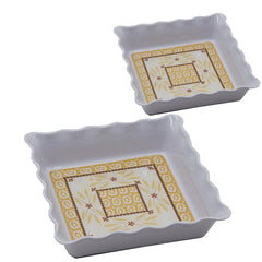 Temp-Tations S/ 2 Square Scalloped Edge Melamine Serving Bowls