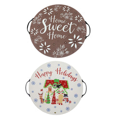 Temp-tations Reversible 15.5 Wooden Serving Tray - Home Sweet Home (Brown) / Happy Holidays