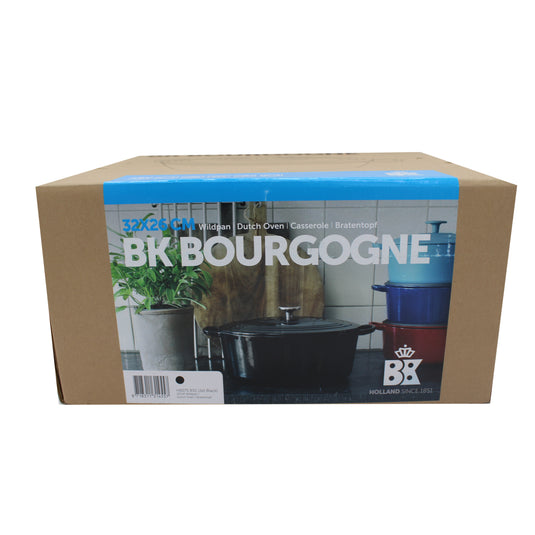 BK Bourgogne Enameled Cast Iron 7.9QT Oval Dutch Oven, Black - Retail Packaging