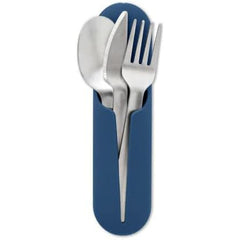 W&P Porter Stainless Steel Utensils with Silicone Carrying Case | Navy | Spoon, Fork & Knife-NAVY