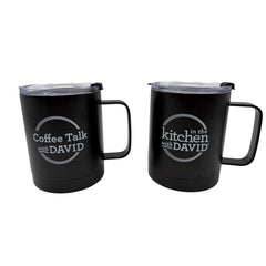 In the Kitchen with David Set of (2) 14-oz Travel Mugs - Black