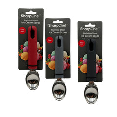 SharpChef Soft Grip Ice Cream Scoop - (8)Black, (8)Red, (8)Grey