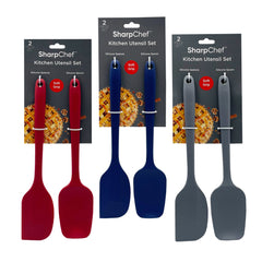 Soft Grip Silicone Spatula &amp; Spoon Set Asstd. Colors (8)Red, (8)Navy, (8)Grey