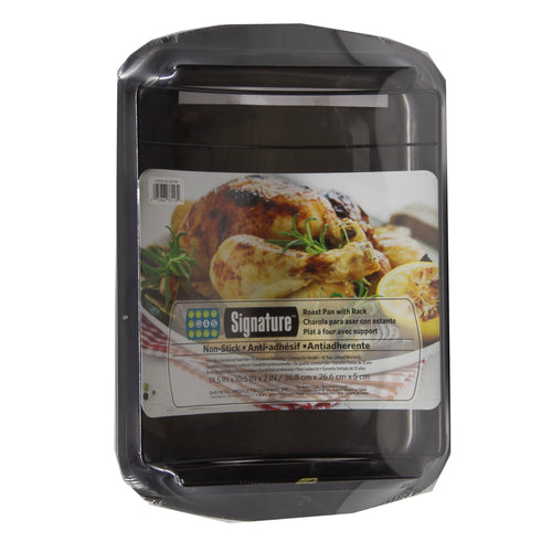 Signature Non Stick Roast Pan With Rack 14 in x 10.5 in x 2 in