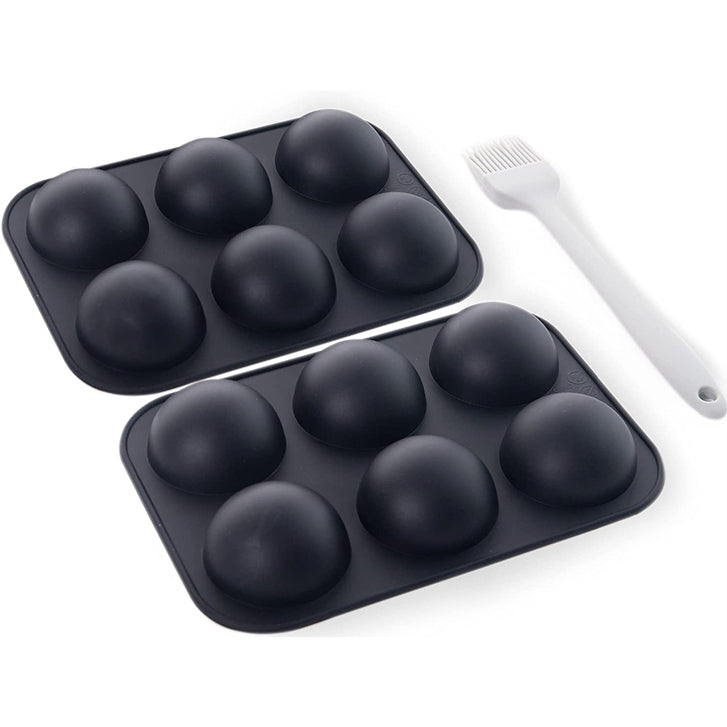 Load image into Gallery viewer, Silli Goose Silicone Sphere Baking Mold Set of 3 Includes 2 molds w/6 cavities &amp;a bastin brush
