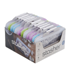 Stasher Snack Bag Tray: (4) Clear, (3) Purple, (3) Blue, (2) Green