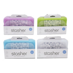 Stasher Snack Bag Tray: (4) Clear, (3) Purple, (3) Blue, (2) Green