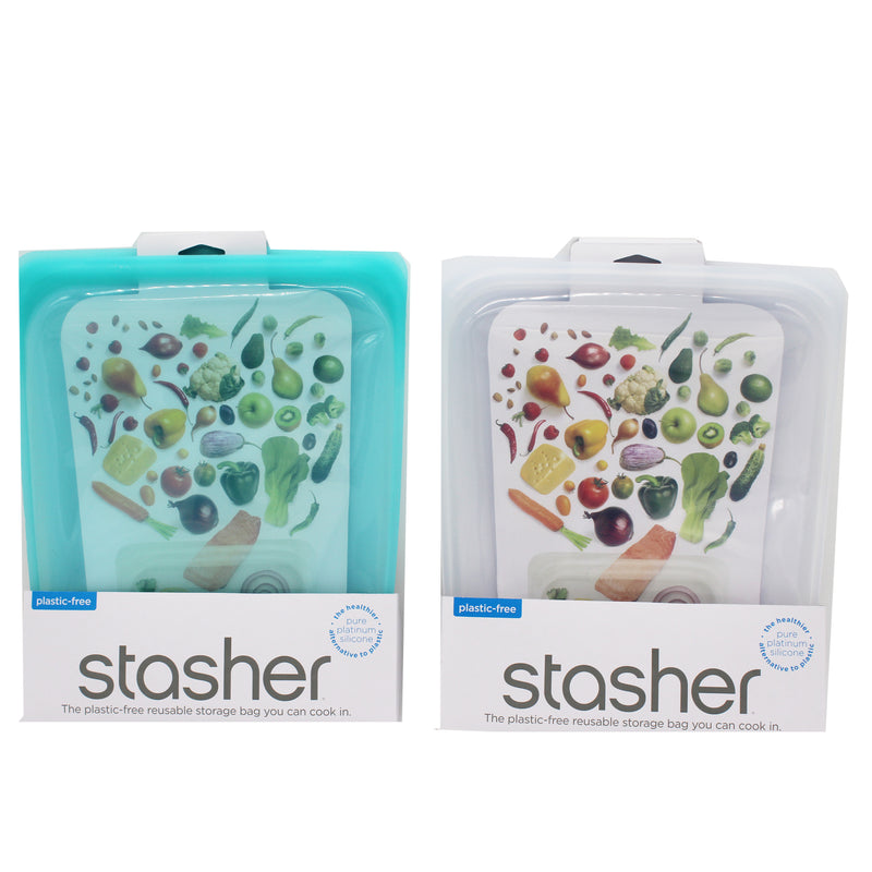 Load image into Gallery viewer, Stasher Half Gallon Tray (8) Clear, (4) Aqua
