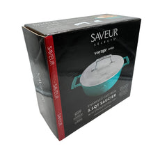 Cast Iron 3.5qt (25cm) saucer with Stainless Steel Lid Cast Iron with enamel coating interior and exterior, s/s 304, double wall lid, satin finished.Saveur Blue