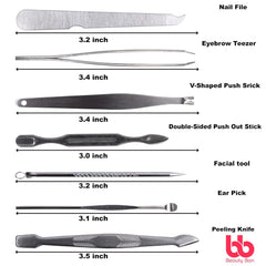 Manicure Pedicure Set Nail Clippers – 12 Piece Stainless Steel Hygiene Kit - Toenail Clippers Includes Cuticle Remover with Portable Travel Case Beauty Care Tools - Beauty Bon (BLACK) - Mail Order Bag