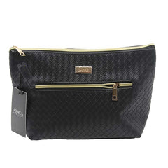 Jones NY -WOVEN TEXTURE PU TOP ZIP COSMETIC BAG