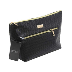 Jones NY -WOVEN TEXTURE PU TOP ZIP COSMETIC BAG