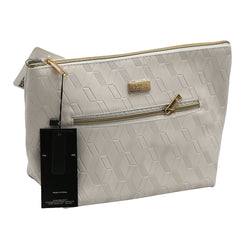 Jones NY -DEBOSSED DIAMOND PATTERN PU TOP ZIP COSMETIC BAG