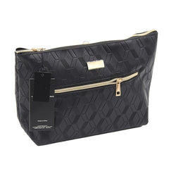 Jones NY -DEBOSSED DIAMOND PATTERN PU TOP ZIP COSMETIC BAG