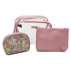 Jones NY -3-PC PVC AND LOGO FLORAL PRINT TRIO MIX COSMETIC BAG SET