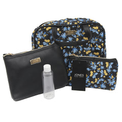 Jones NY -3-PC BLUE FLORAL PATTERN NYLON AND PU WEEKENDER SET