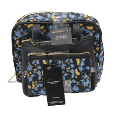 Jones NY -3-PC BLUE FLORAL PATTERN NYLON AND PU WEEKENDER SET