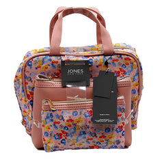 Jones NY -3-PC PINK FLORAL PATTERN NYLON AND PU WEEKENDER SET