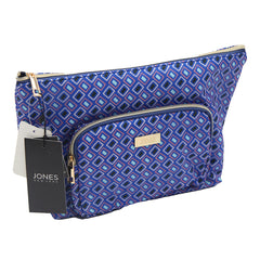 Jones NY -GEOMETRIC PATTERN NYLON FRONT EXTENDED POCKET TOP ZIP COSMETIC BAG