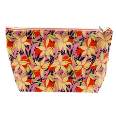 Jones NY -FLORAL PATTERN NYLON FRONT EXTENDED POCKET TOP ZIP COSMETIC BAG