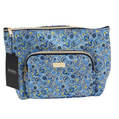 Jones NY -PAISLEY PATTERN NYLON FRONT EXTENDED POCKET TOP ZIP COSMETIC BAG