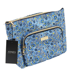 Jones NY -PAISLEY PATTERN NYLON FRONT EXTENDED POCKET TOP ZIP COSMETIC BAG