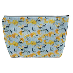 Jones NY -FLORAL & JNY LOGO PATTERN NYLON FRONT EXTENDED POCKET TOP ZIP COSMETIC BAG